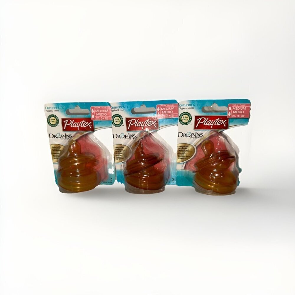 Playtex Orthodontic Nipples Medium Flow With Sealing Disc, 2 Nipples